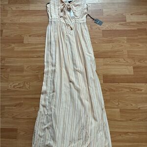 Forever 21 Size Small Peach and Orange Striped Tie-Front Maxi Dress